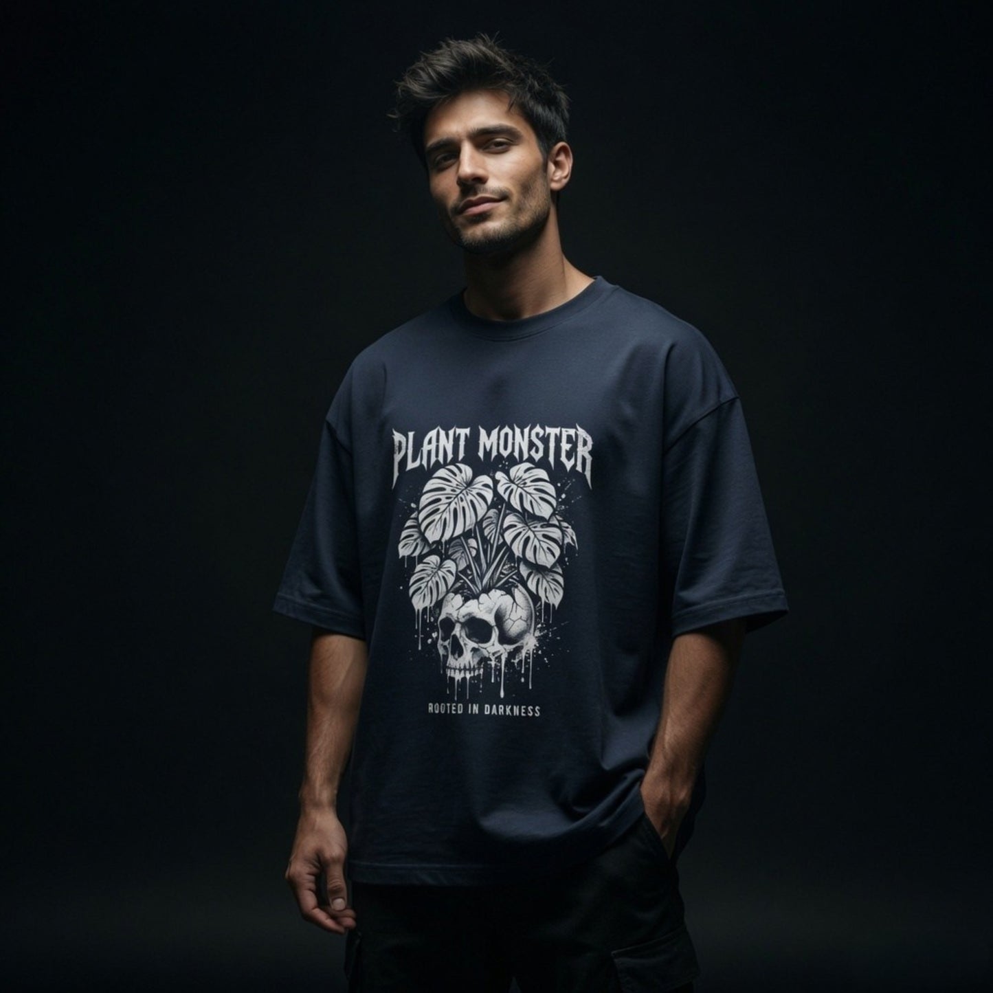 Unisex Oversized Monster T-Shirt | Gothic Skull Graphic Tee | Dark Aesthetic Streetwear Oversized Shirt