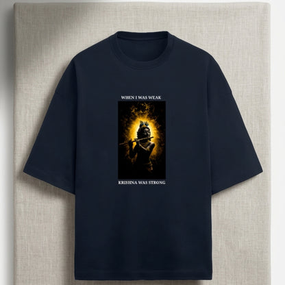 Best Lord Krishna Graphic Tshirt | When I Was Weak,Krishna Was Strong | Divine Protection Tee