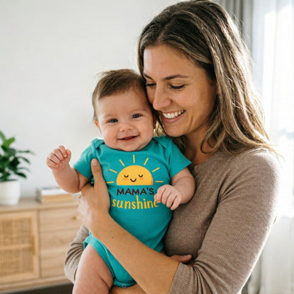 Adorable "Mama's Sunshine" Baby Romper - Soft Cotton One-Piece for Newborns | Unisex Cute Cartoon Sun Design Kids Rompers