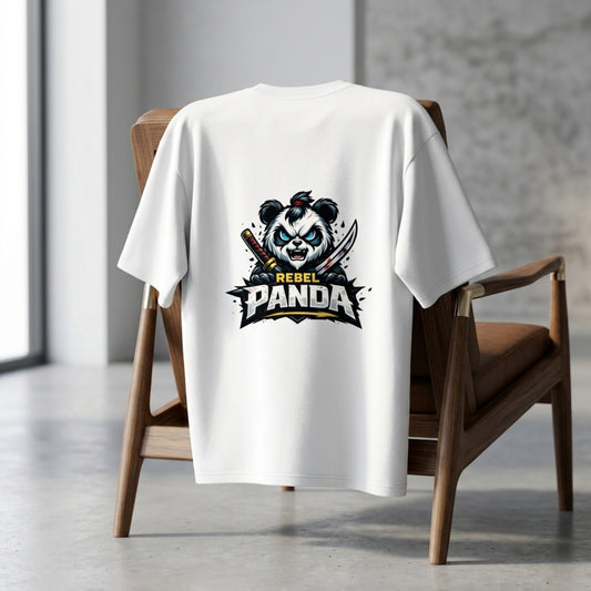 Rebel Panda Oversized T-Shirt, Samurai Anime Tee, panda lover shirt Gift
