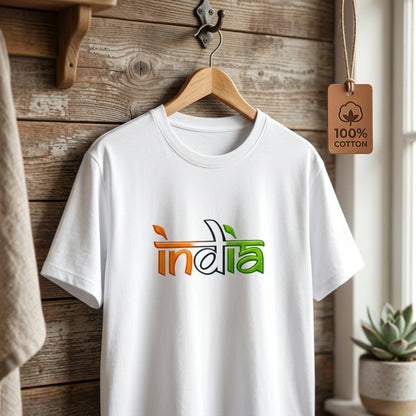 Independence Day India T-Shirt, 15 August India Pride T-Shirt For Youngsters, Tricolor Typography Tee