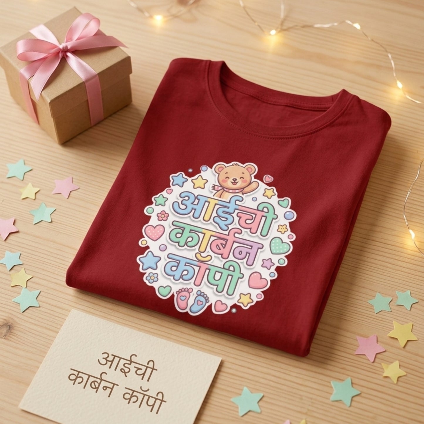 Aaichi Carbon Copy Kids Graphic T-Shirt | Cute Marathi Baby Tee for Girls 0–4 Years