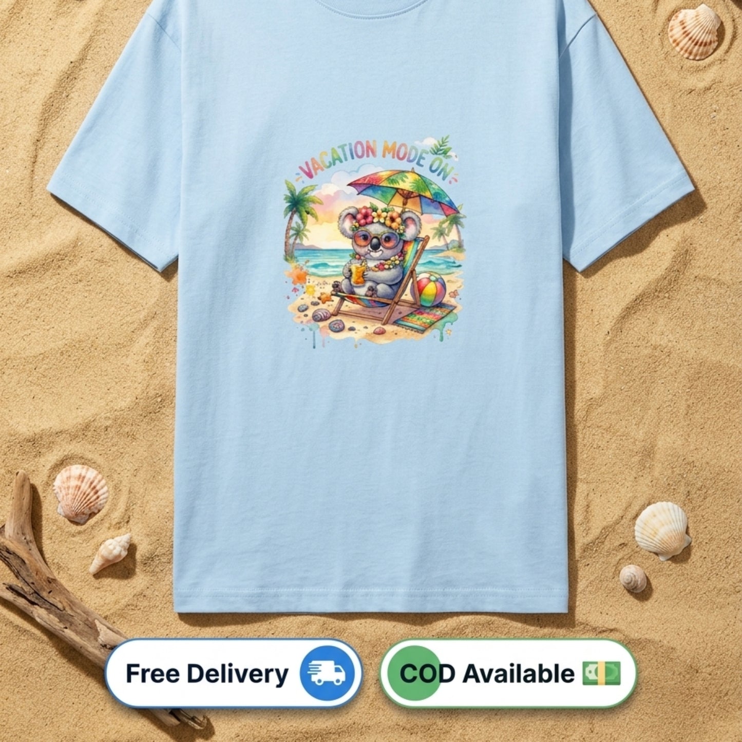 Trendy Beachwear Tee | Vacation Mode On Koala Graphic T-Shirt Men Women