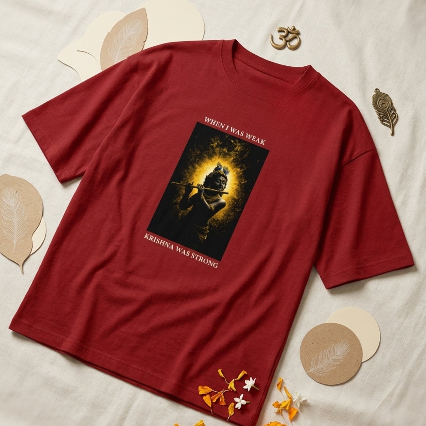 Best Lord Krishna Graphic Tshirt | When I Was Weak,Krishna Was Strong | Divine Protection Tee
