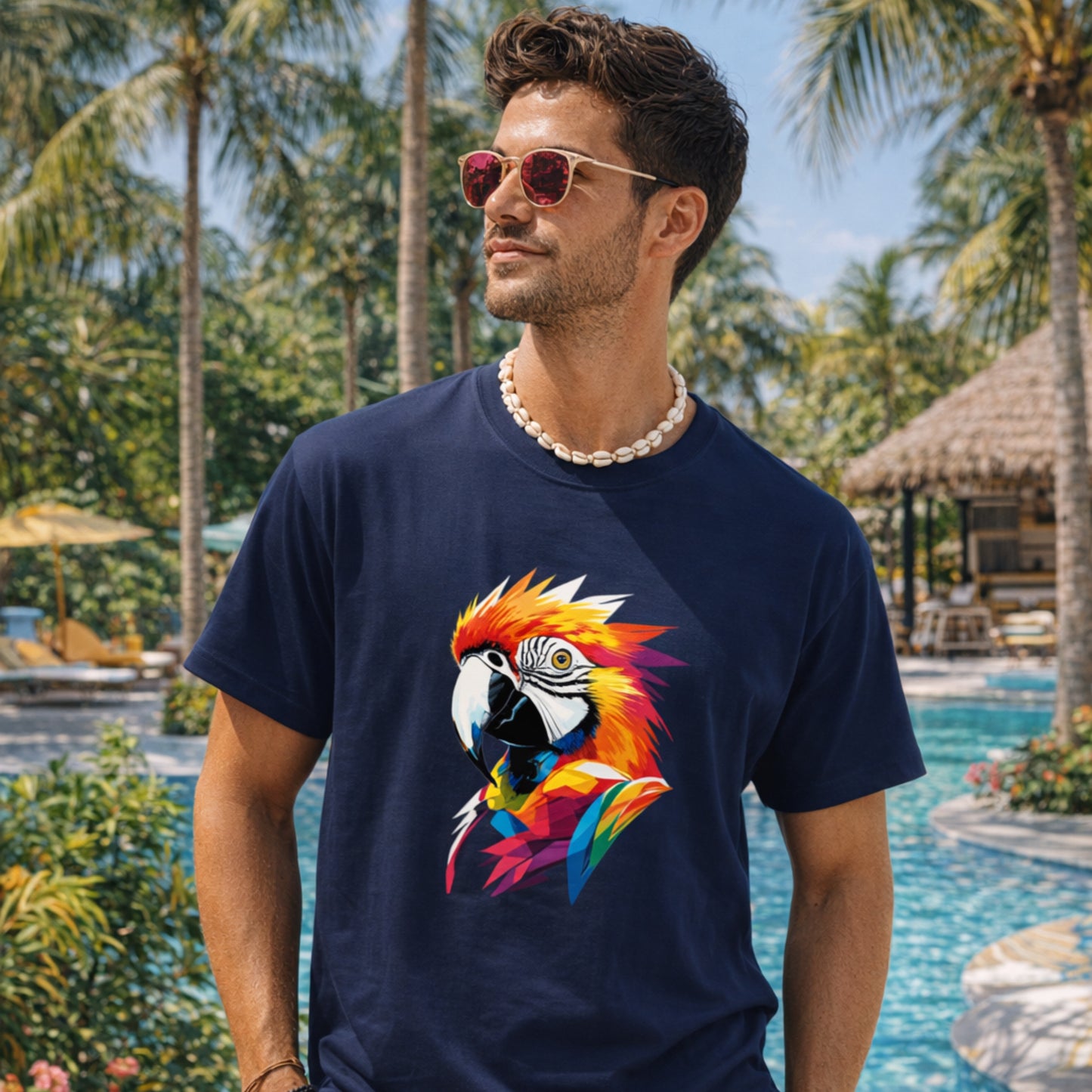 Colorful Parrot Art T-Shirt | Vibrant Geometric Parrot Print Tee for Parrot Lover
