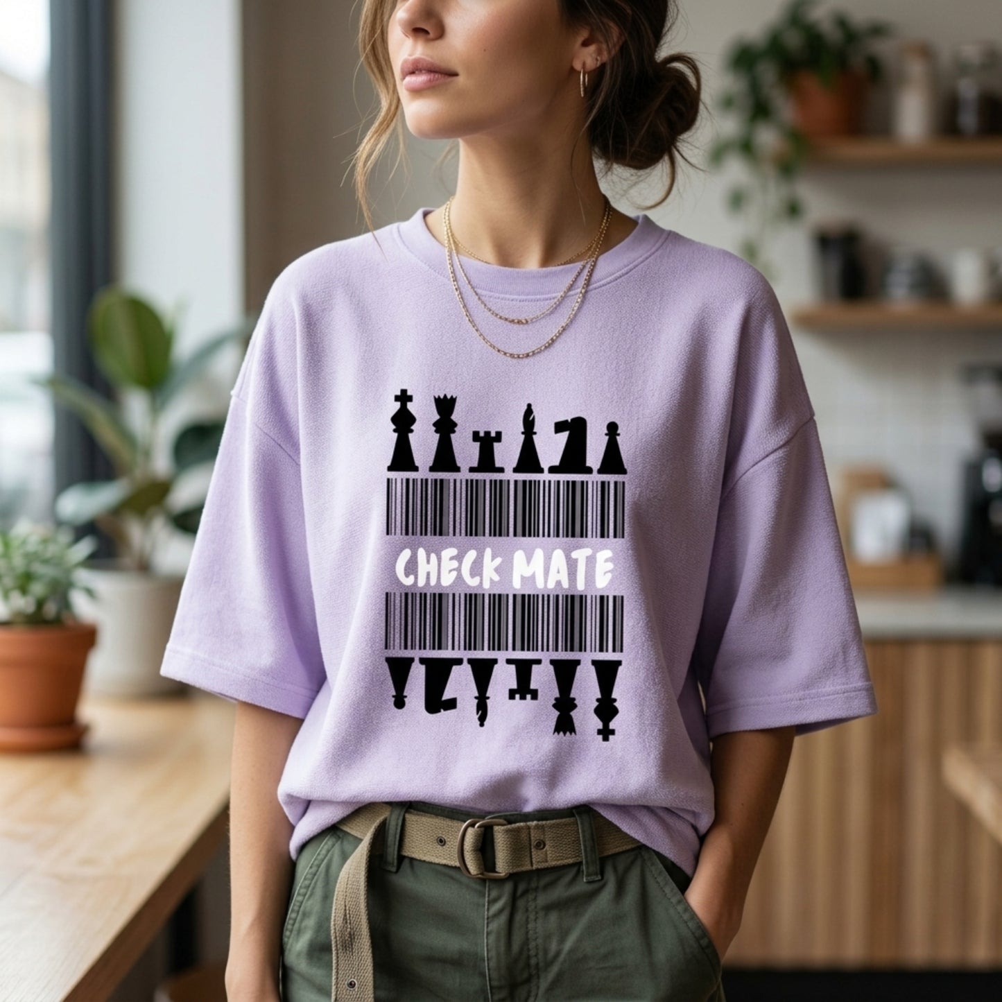 Check Mate Unisex Terry Oversized T-Shirt | XS-3XL Sizes | Maroon, Lavender, Baby Blue, Flamingo, Jade | Comfortable & Stylish for Men & Women