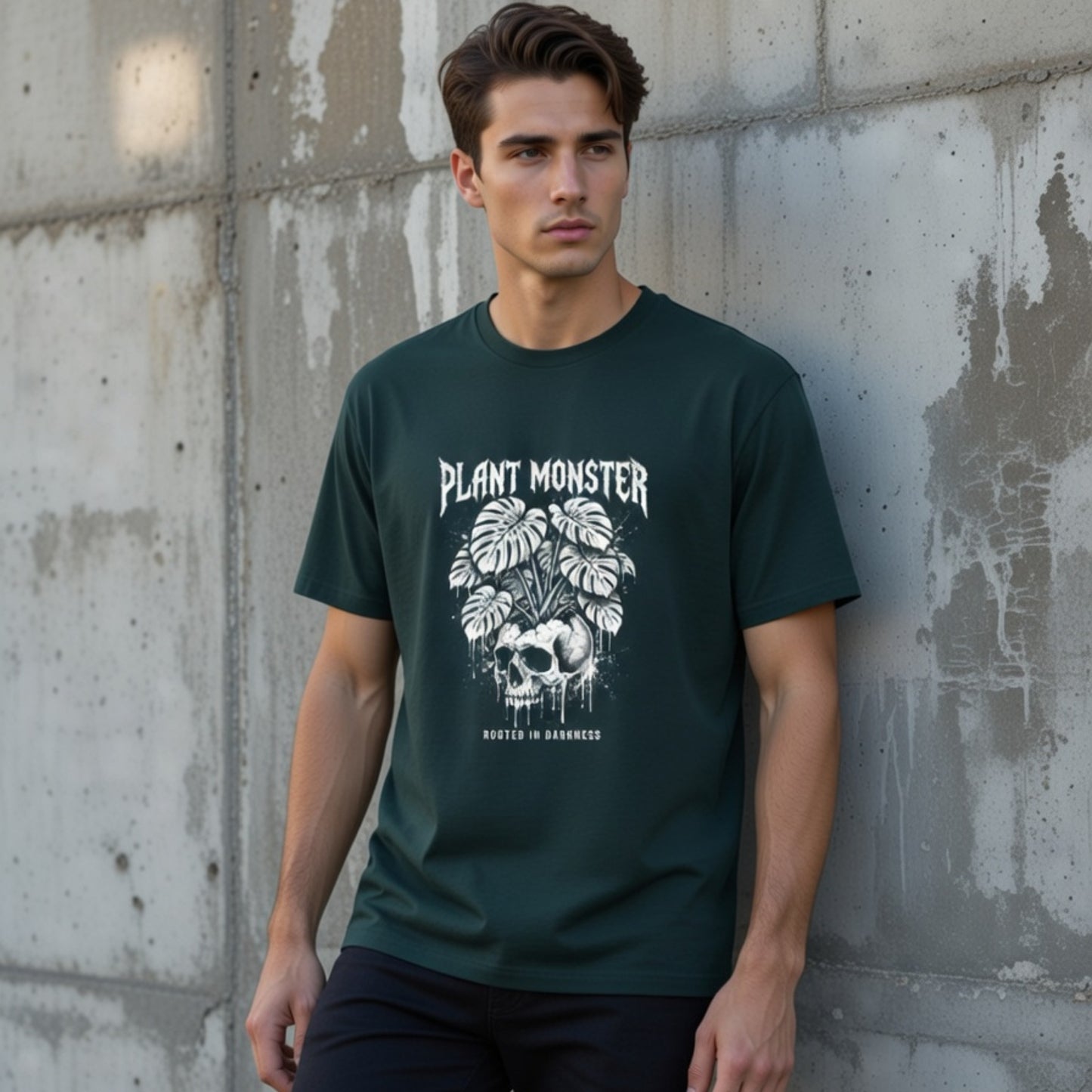Plant Monster Graphic T-Shirt | Gothic Skull Plant Unisex Tee | Dark Aesthetic Streetwear Cotton Shirt