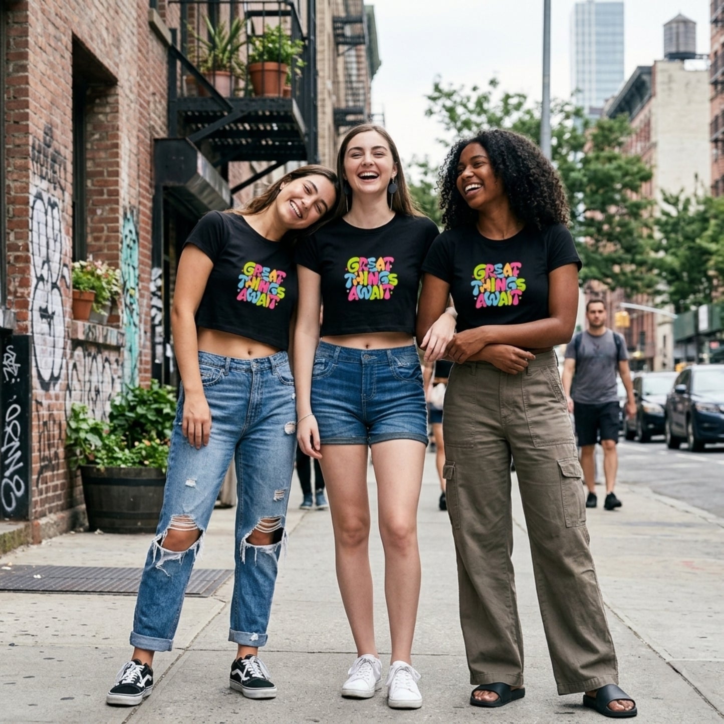 GREAT THINGS AWAIT Women's Crop Top | 180 GSM Premium Cotton | XS-XXL Sizes | Trendy Graphic Top for Indian Fashion