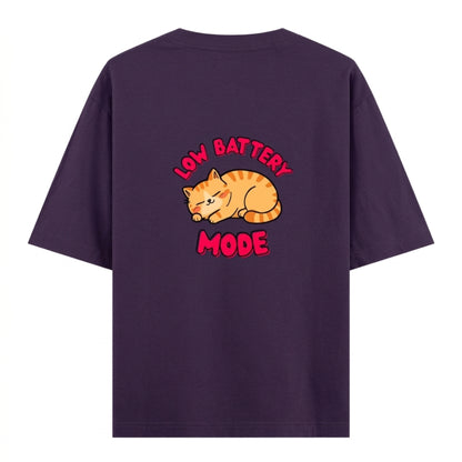 Low Battery Mode Cat Oversized T-Shirt | Funny Cat Graphic Tee for Men & Women India