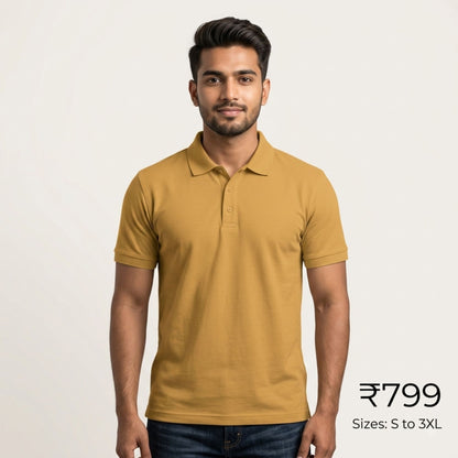 Men’s Plain Polo Collar T-Shirt | 100% Cotton 220 GSM Airtex | Regular Fit Structured Collar | Office & Casual Wear | S to 3XL | MP25