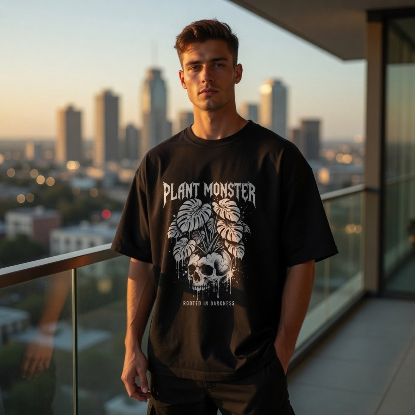 Unisex Oversized Monster T-Shirt | Gothic Skull Graphic Tee | Dark Aesthetic Streetwear Oversized Shirt