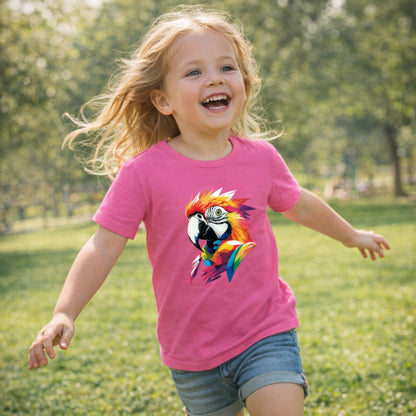 Colorful Parrot Kids T-Shirt | Geometric Cute Bird Print Tees for Children