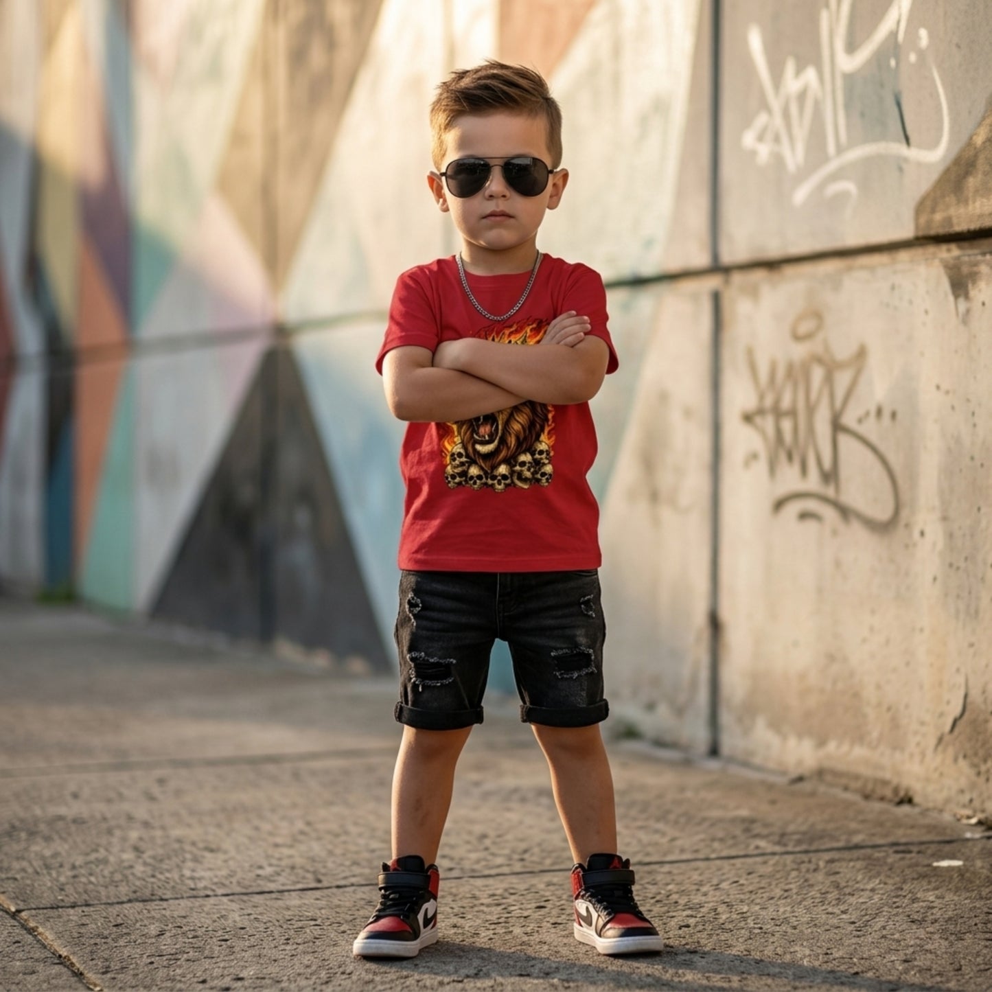 Kids Lion Graphic T-Shirt | Roaring King Lion Cotton Tee for Boys & Girls | Cool Streetwear Kids Crew Neck T-Shirt