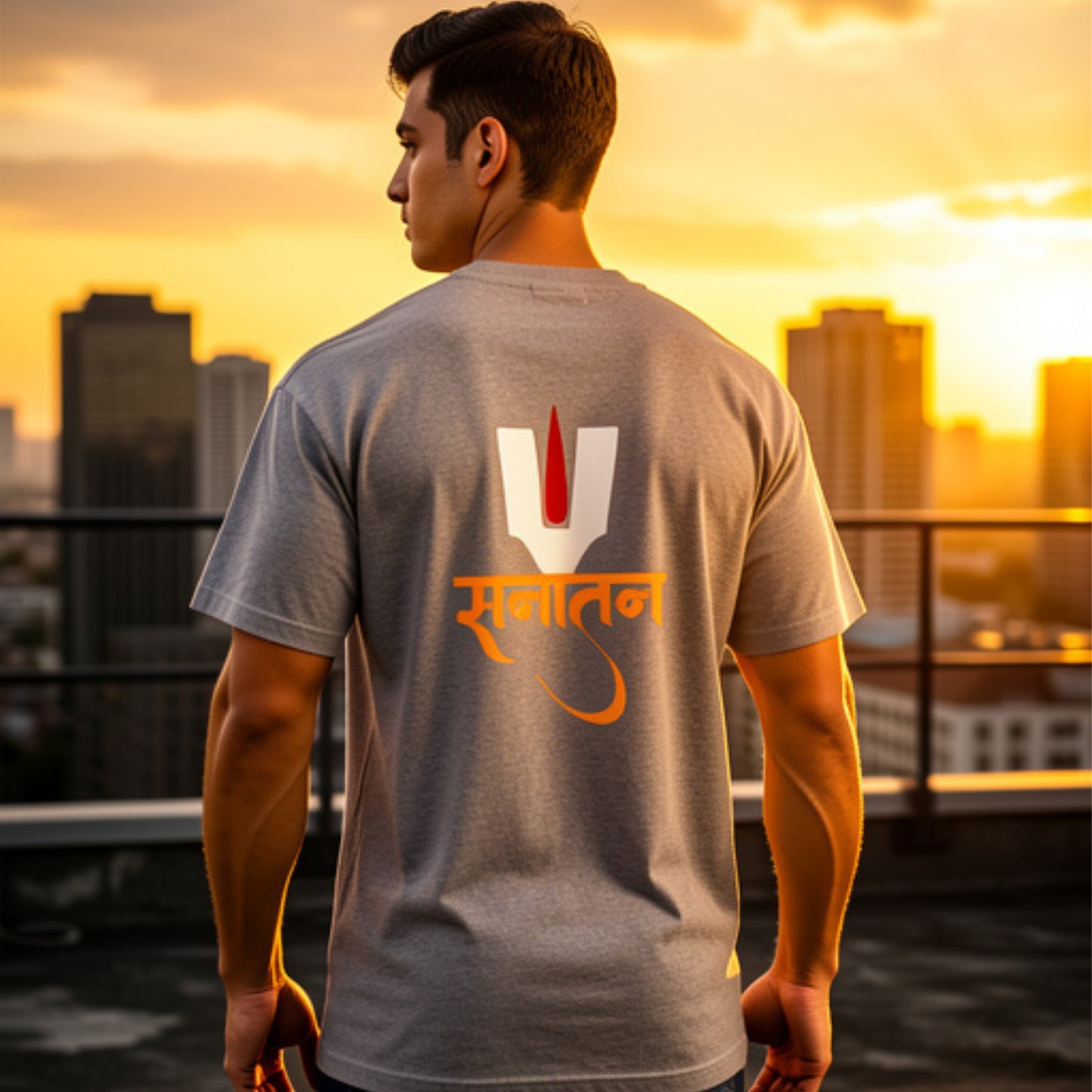 "Sanatan" Dharma T-Shirt | Spiritual Typography Unisex V-Neck Tee | Hindu Spiritual Design Shirt