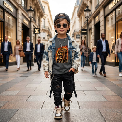 Kids Lion Graphic T-Shirt | Roaring King Lion Cotton Tee for Boys & Girls | Cool Streetwear Kids Crew Neck T-Shirt