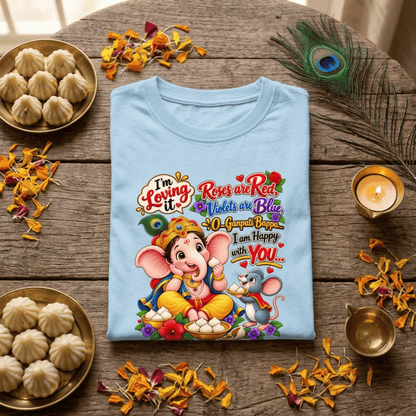 Ganpati Bappa Kids T-Shirt | Cute Ganesha & Mooshak Cotton Tee for Boys India