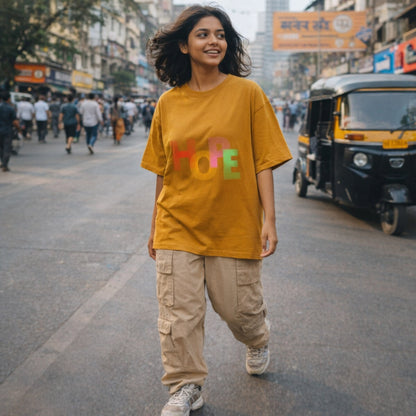 Hope Motivational Unisex Oversized Tee | Trendy Graphic Cotton T-Shirt India