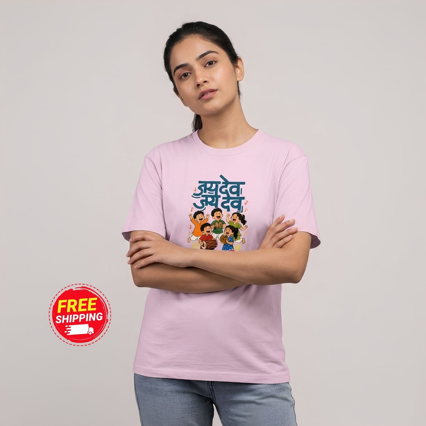 Jai Dev Jai Dev Jai Mangalmurti Ganpati T-Shirt, Marathi Dhol Cymbal Aarti Tee for Ganesh Chaturthi