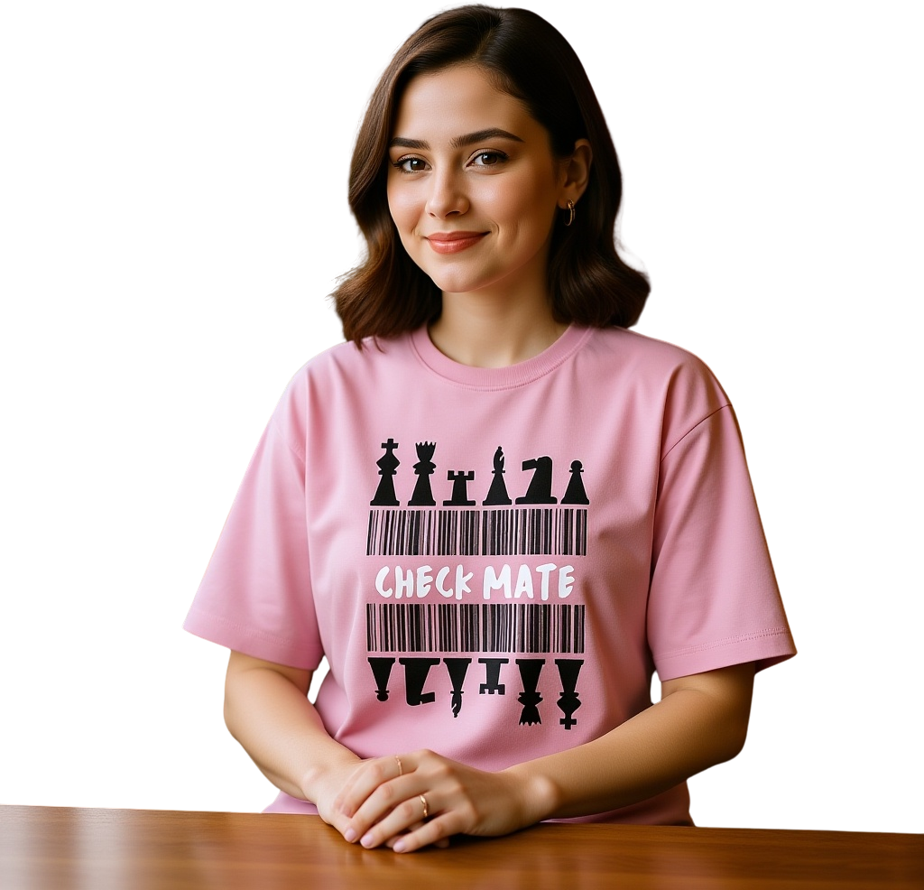 Check Mate Unisex Terry Oversized T-Shirt | XS-3XL Sizes | Maroon, Lavender, Baby Blue, Flamingo, Jade | Comfortable & Stylish for Men & Women