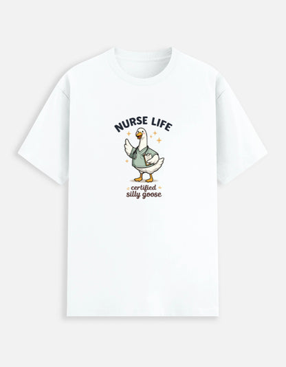 Silly goose nurse funny t-shirt design, unisex stretch t-shirt for Indian nurses
